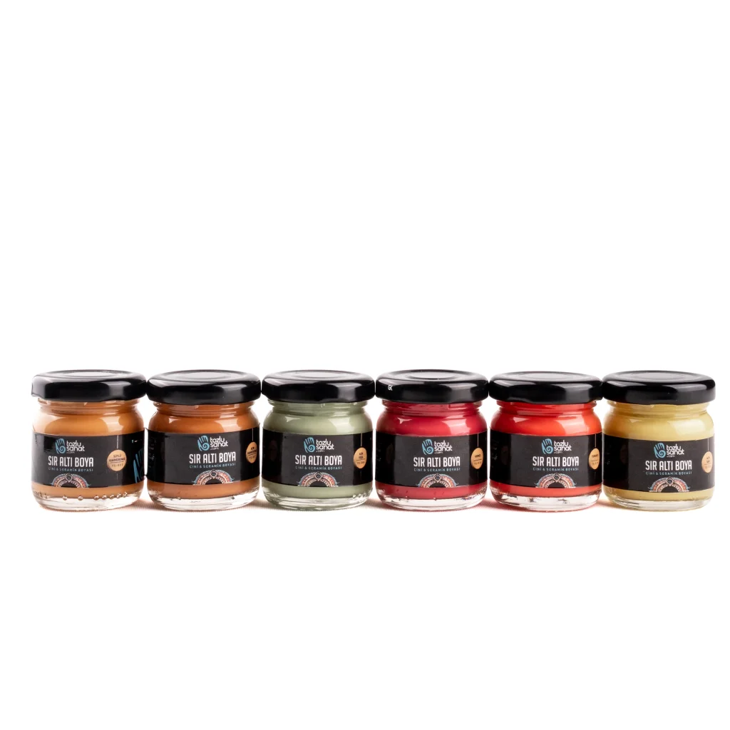 6’lı Set Sıcak Renkler Hazır Çini ve Seramik Boyası Set