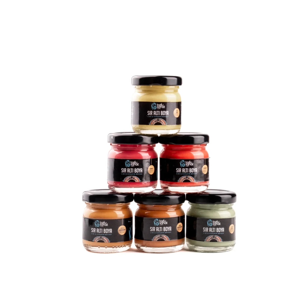 6’lı Set Sıcak Renkler Hazır Çini ve Seramik Boyası Set