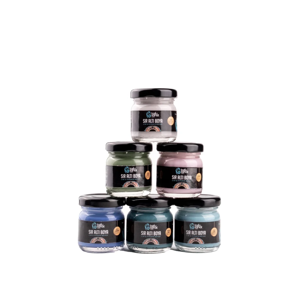 6’lı Set Soğuk Renkler Hazır Çini ve Seramik Boyası Set