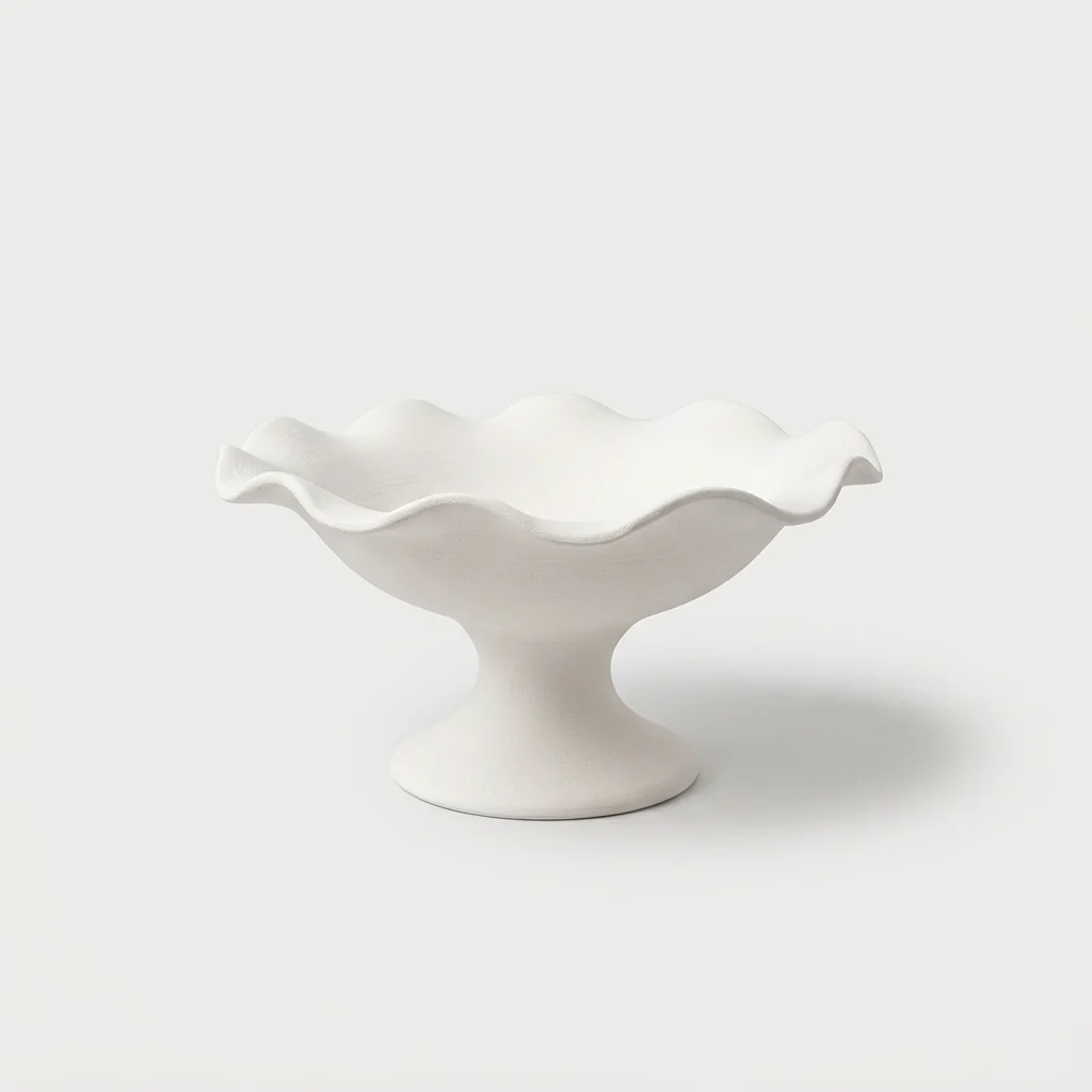 Ayaklı Fırfırlı Kase Çini 18cm